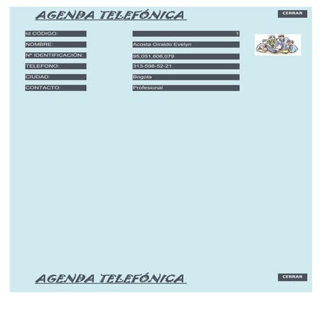 Formulario de agenda telefónica