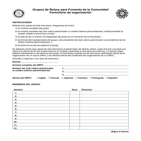 Formulario De Organizacion De Gfcm