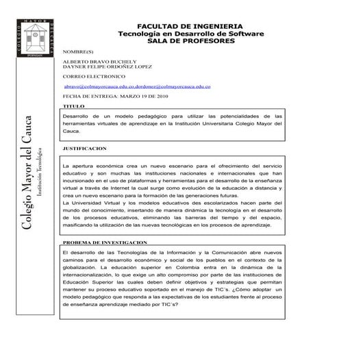 Formulario De Presentacion Del Tema