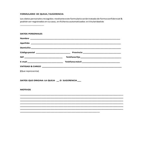 Formulario  de queja
