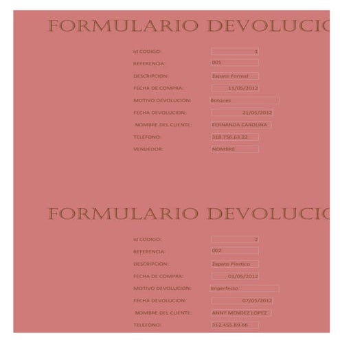 Formulario devoluciones