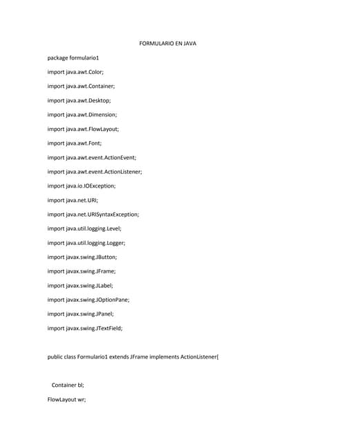 Formulario en java
