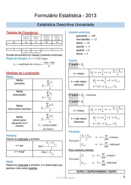 Planilha De Formula Estatistica Elementar Tabela Do Excel: A