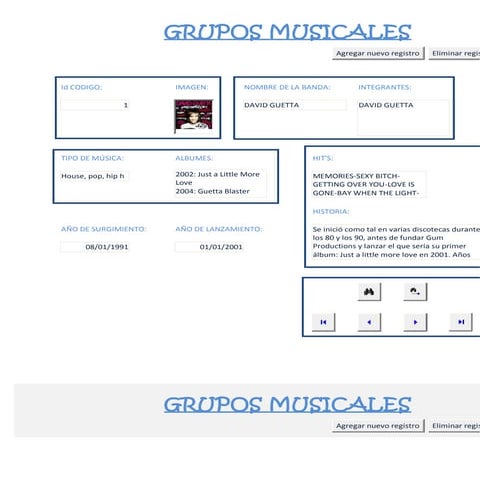 Formulario grupos musicales