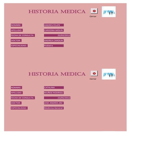 Formulario historia medica