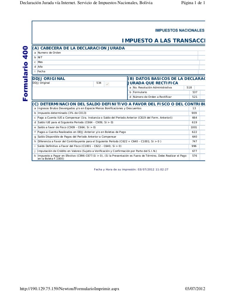 Formulario Imprimir