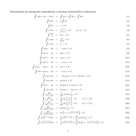 Formulario integrales | PDF