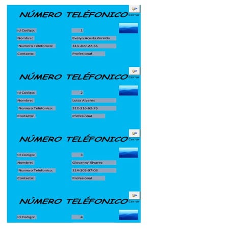 Formulario numero telefonico