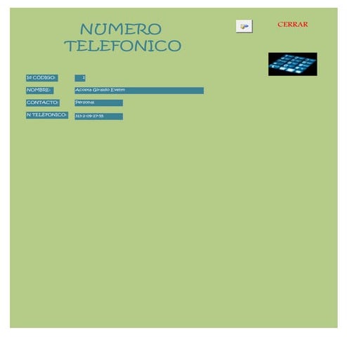 Formulario numero telefonico