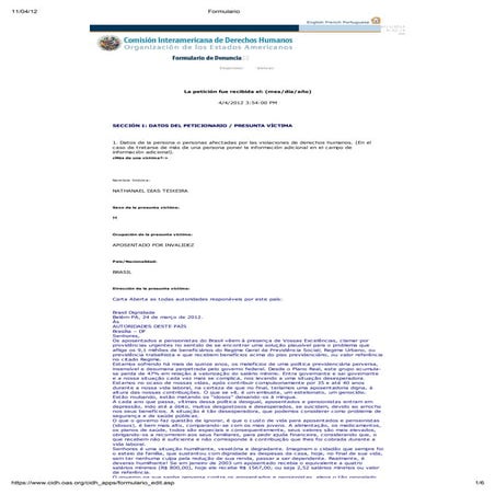 MODELO DA PETIÇÃO CIDH
