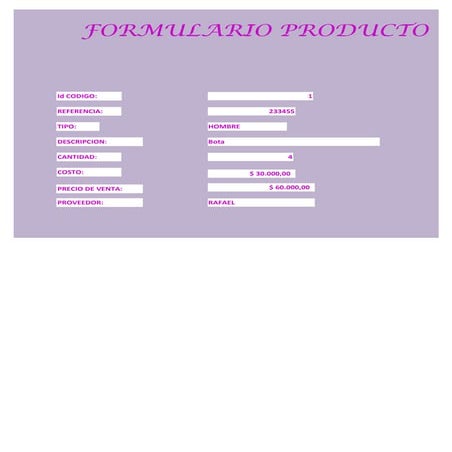 Formulario producto