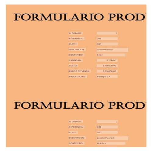 Formulario productos