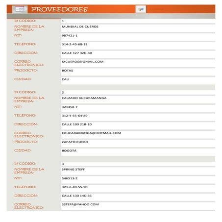 Formulario proveedores