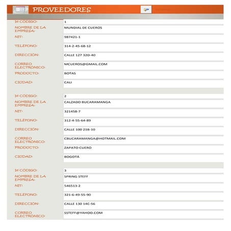 Formulario proveedores