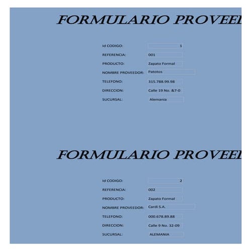 Formulario proveedores