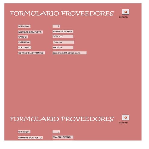 Formulario proveedores