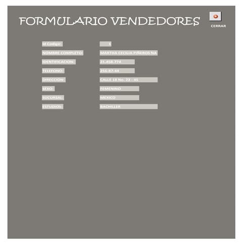 Formulario vendedores