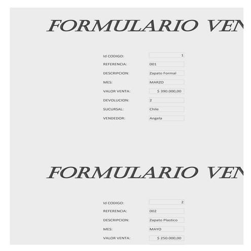Formulario ventas