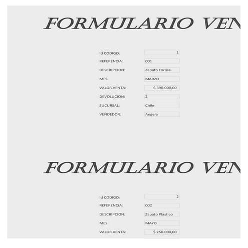 Formulario ventas