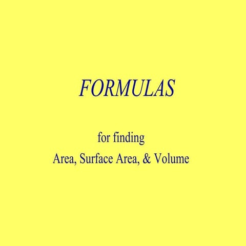 Formulas for Unit 10