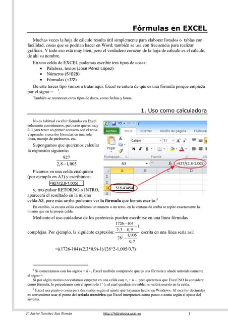 Formulas excel | PDF | Programming Languages | Computing