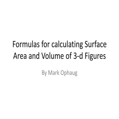 Formulas for calculating surface area and volume