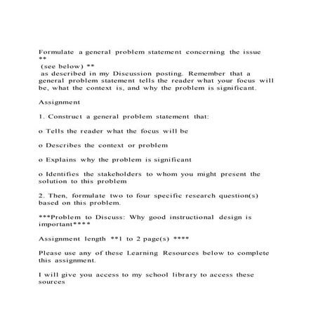 Formulate a general problem statement concerning the issue