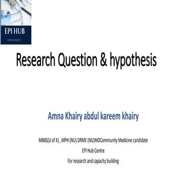 Formulateing research question and hypothesis testing