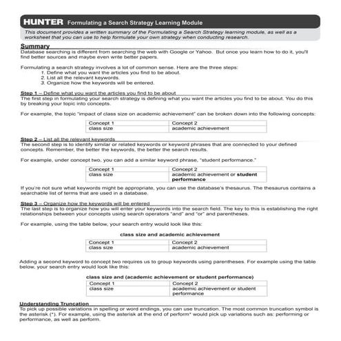Pre-Search Worksheet | PDF