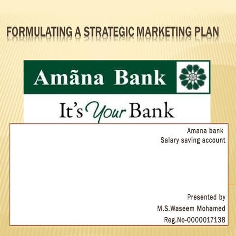 Formulating a strategic marketing plan for amana bank  salary saving account