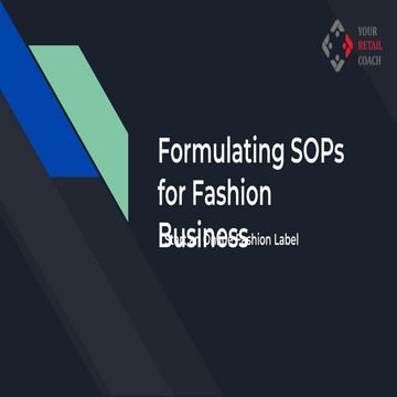 FMCG, GROCERY BUSINESS CONSULTING – SOP FORMULATION | PPTX