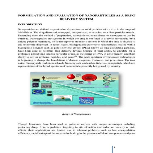 Formulation and evaluation of nanoparticles as a drug delivery systems 
