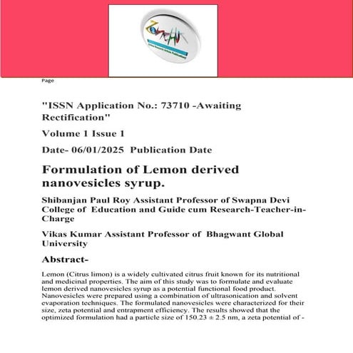 Formulation of Lemon derived nanovesicles syrup.pdf