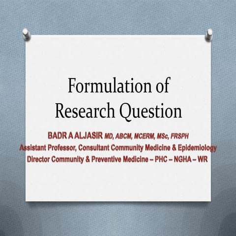 Formulation of research questions