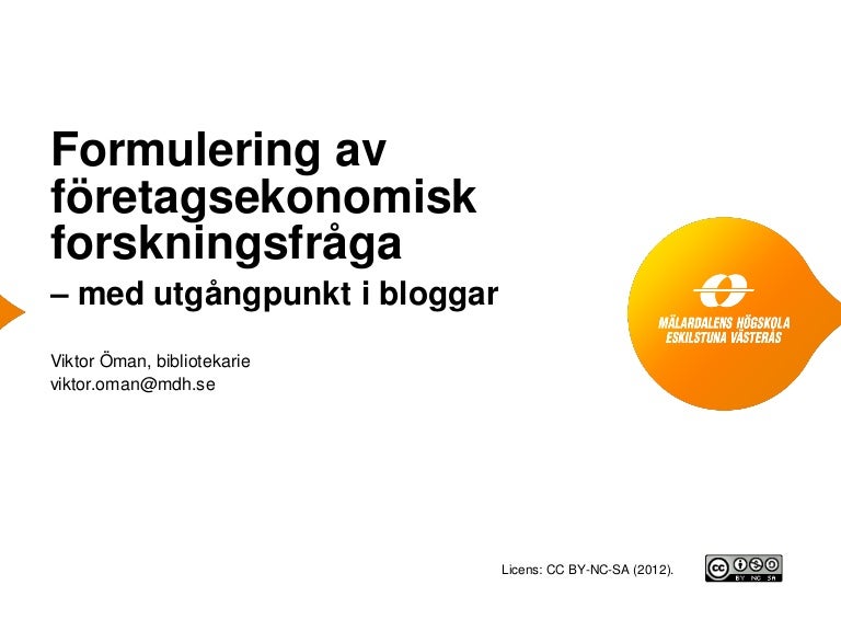 Formulering av forskningsfråga