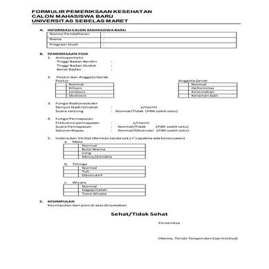 Formulir pemeriksaan kesehatan