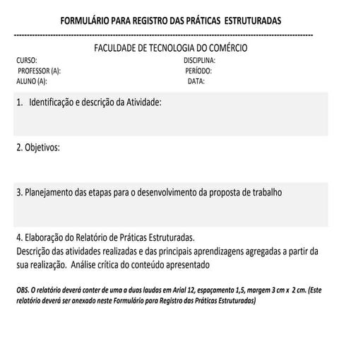 Formulário prática estruturada