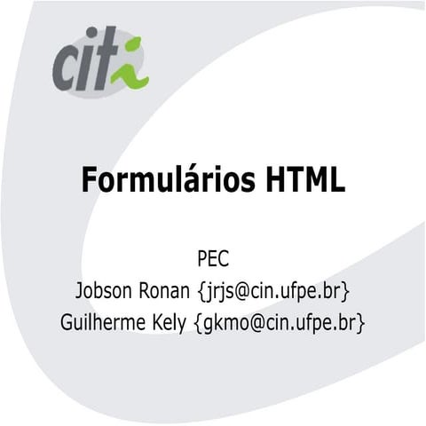 Utilizando Formulários em HTML - SlideShare