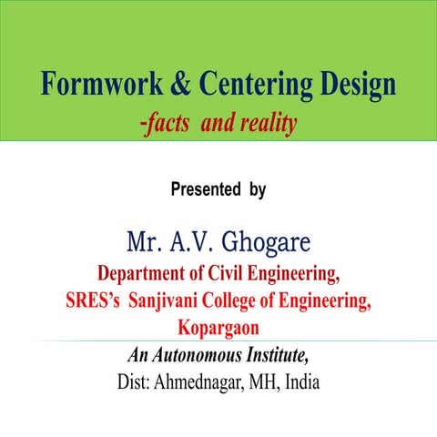 Formwork For Structural Member. Formwork Engineeringpptx