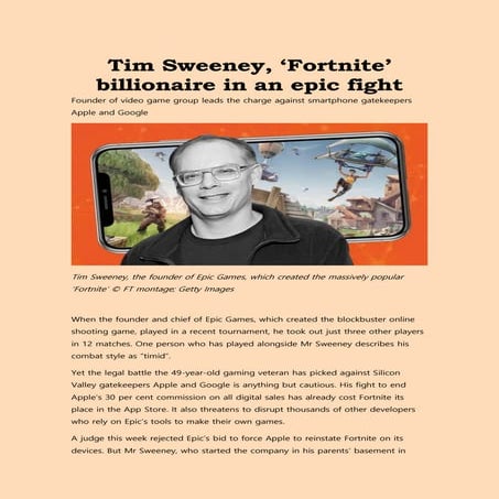 Fornite vs Apple Financial Times 28th august 2020