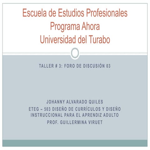 Tarea # 5: Foro de Discusión # 3