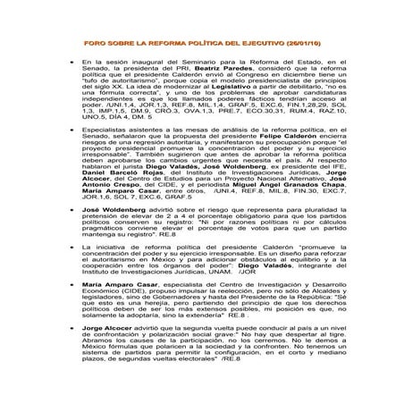 Foro Sobre La Reforma PolíTica 260110