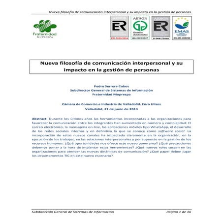 Foro ulises. comunicación. pedro serrera