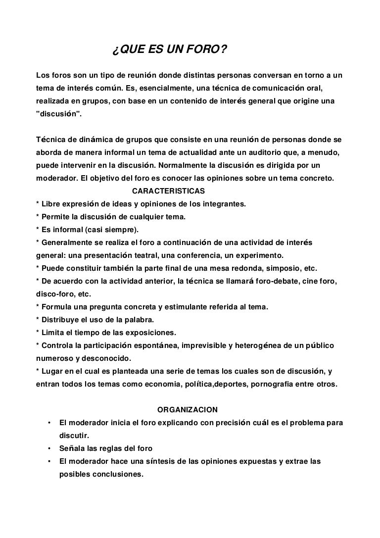 ¿QUE ES UN FORO?