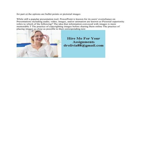 for part a) the options are bullet points or pictorial images While st.pdf