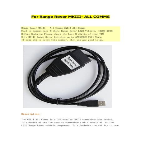 Range Rover MKIII- ALL COMMS