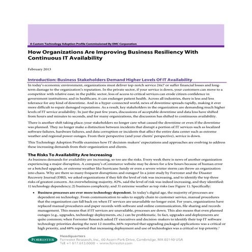 Forrester: How Organizations Are Improving Business Resiliency with Continuou...