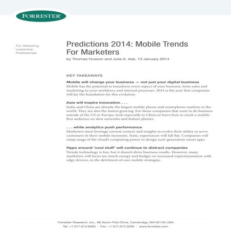 Predictions 2014 Mobile Trends for Marketers