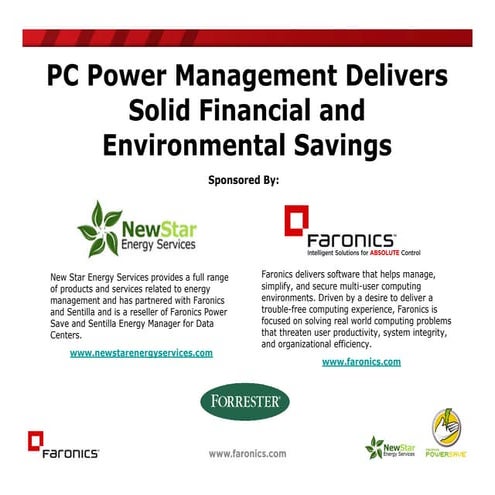Forrester   New Star   Faronics Power Save Webinar   Sept 22, 2009