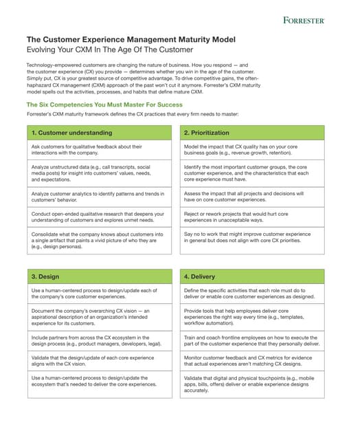Forrester the customer-experience-management-maturity-model